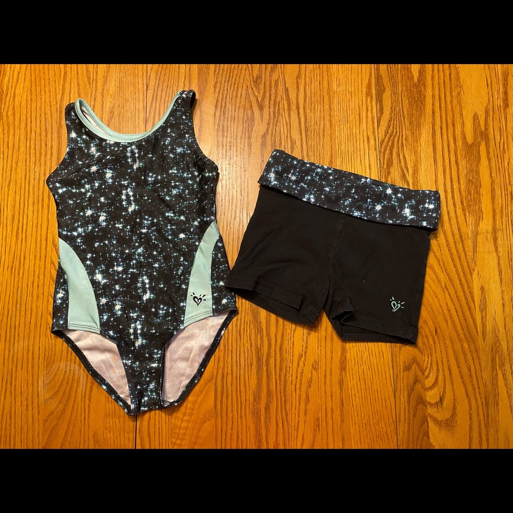 Justice leotard and shorts